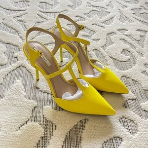 Zara high gloss yellow stilettos